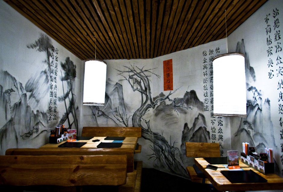 Японский ресторан роспись стен