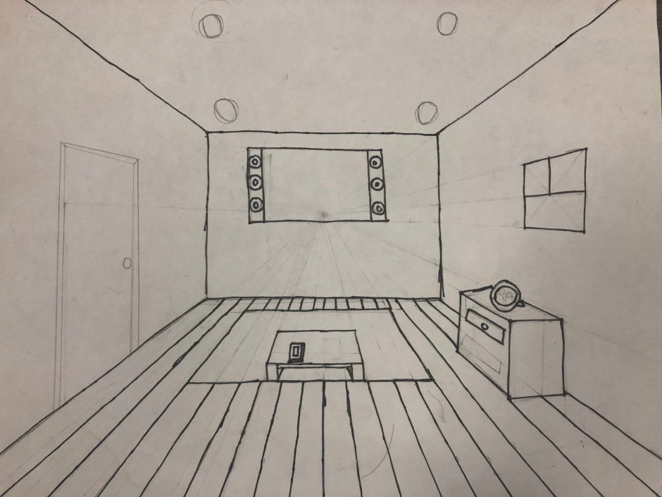 Рисование комнаты в перспективе