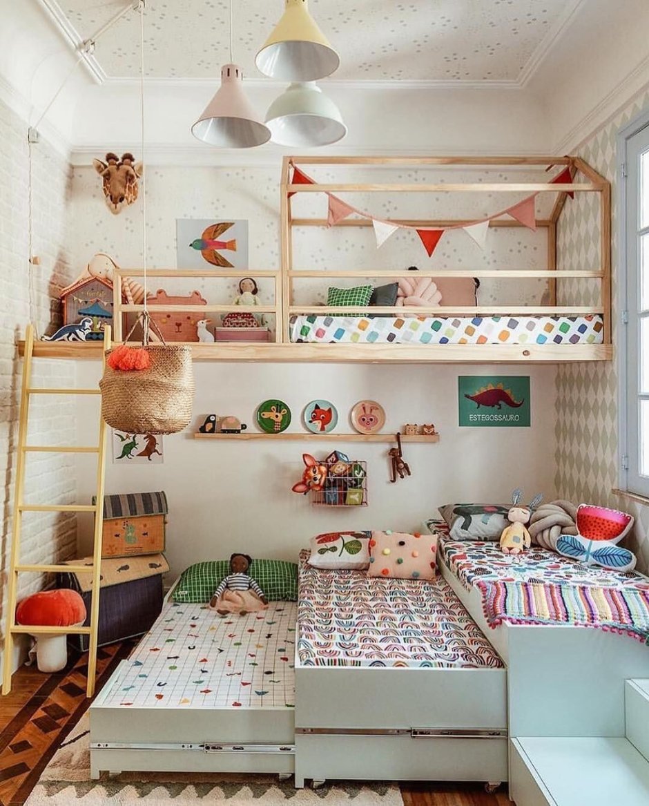 Планировка детской комнаты с двухъярусной кроватью