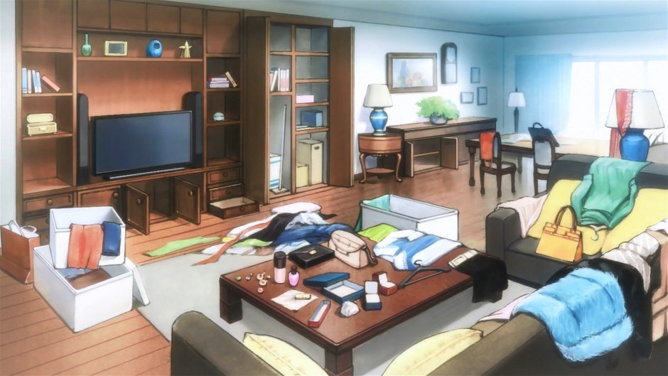 Комната в общежитии аниме