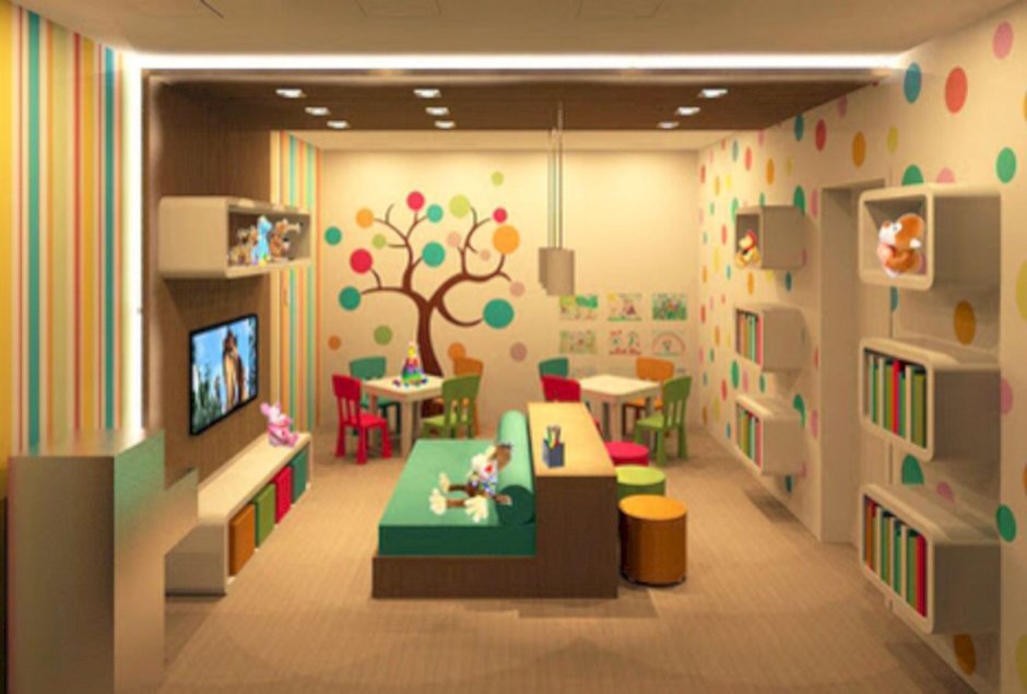 Дизайн детской комнаты с площадкой