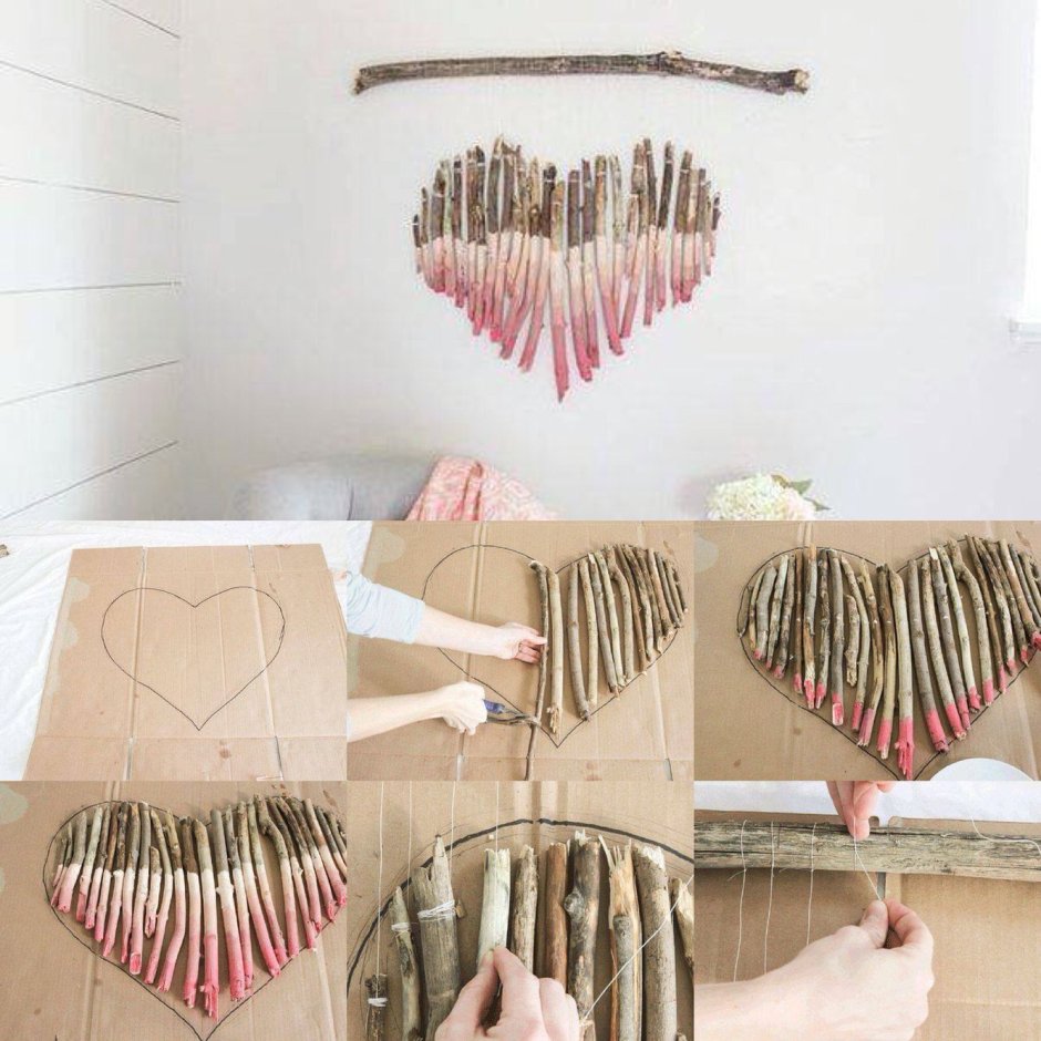 Сердце из деревянных палочек
