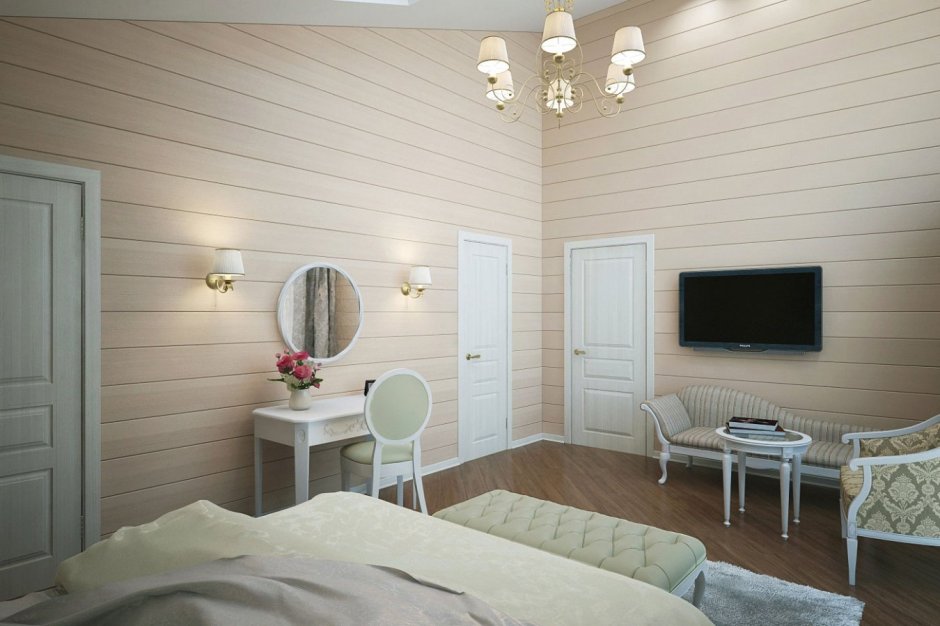 Крашеная вагонка в спальне