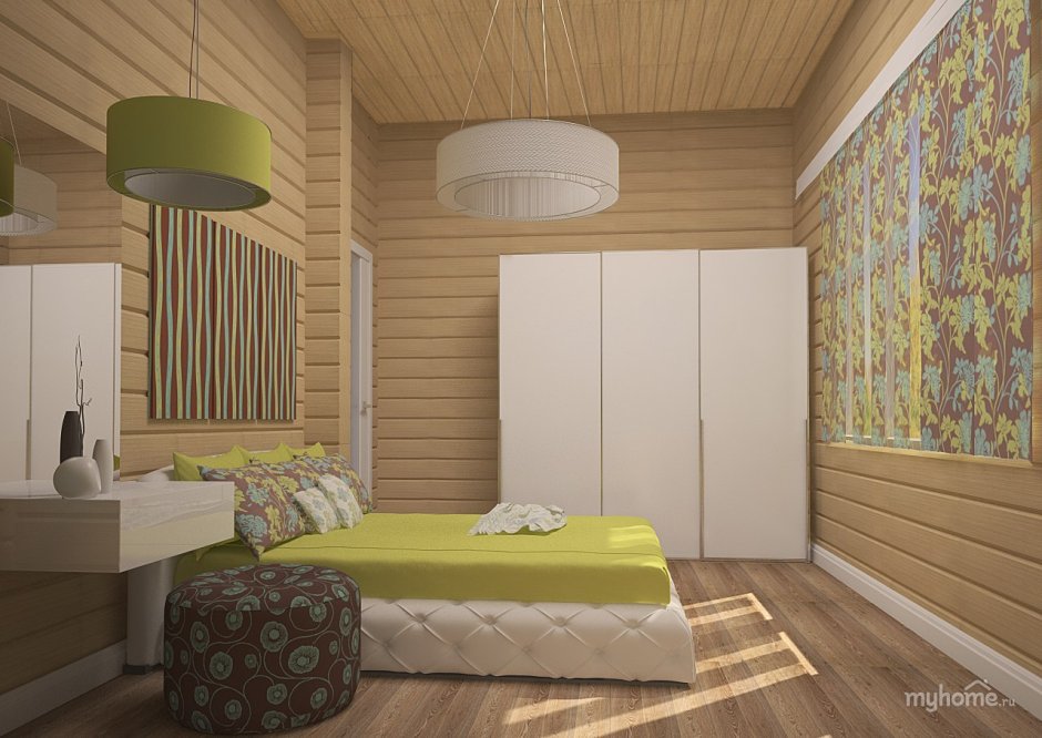 Комната с деревянной стеной