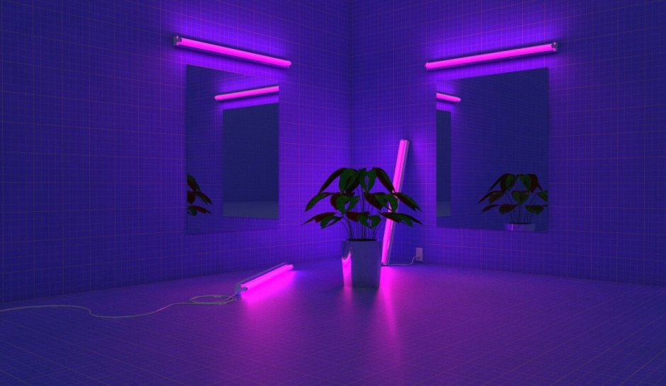 Комната с фиолетовой подсветкой (72 фото)