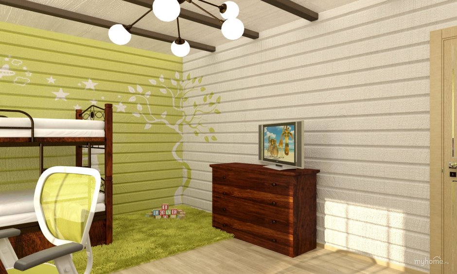 Интерьер брусового дома в стиле Кантри