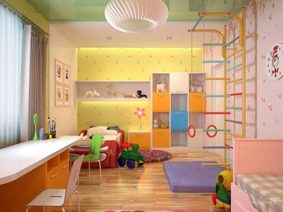 Интерьер детской комнаты для двоих разнополых