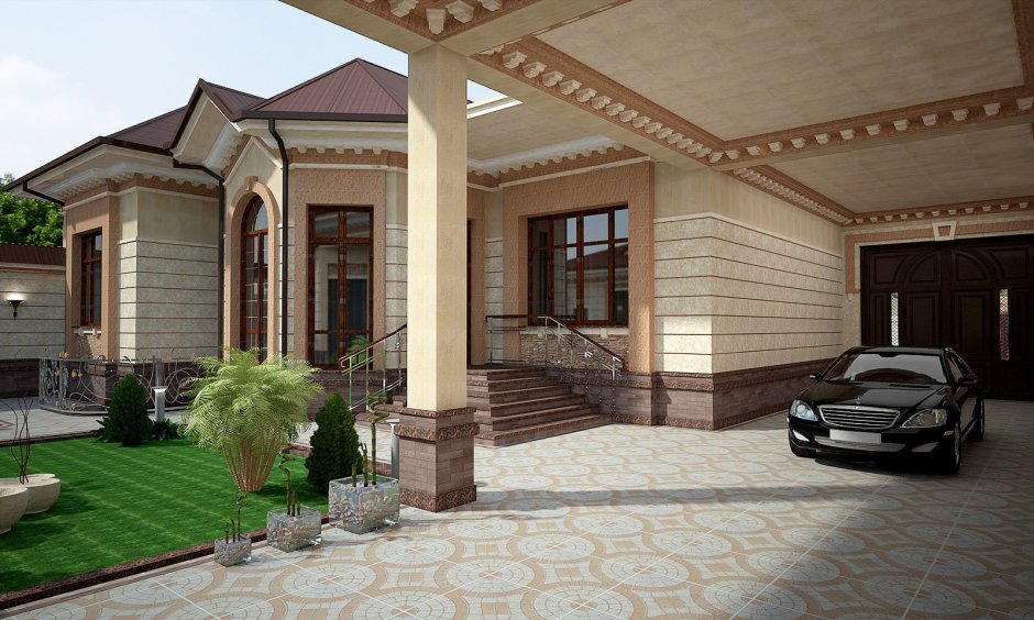 Проект одноэтажного дома облицовка из дагестанского камня