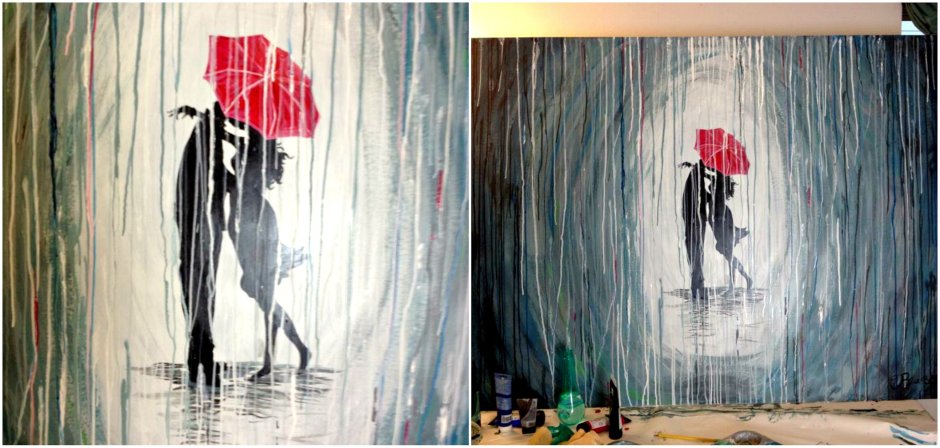 Интерьер 19 века акварель