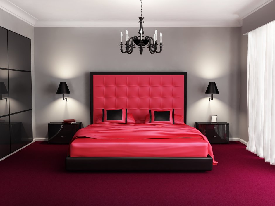 Красная бархатная кровать