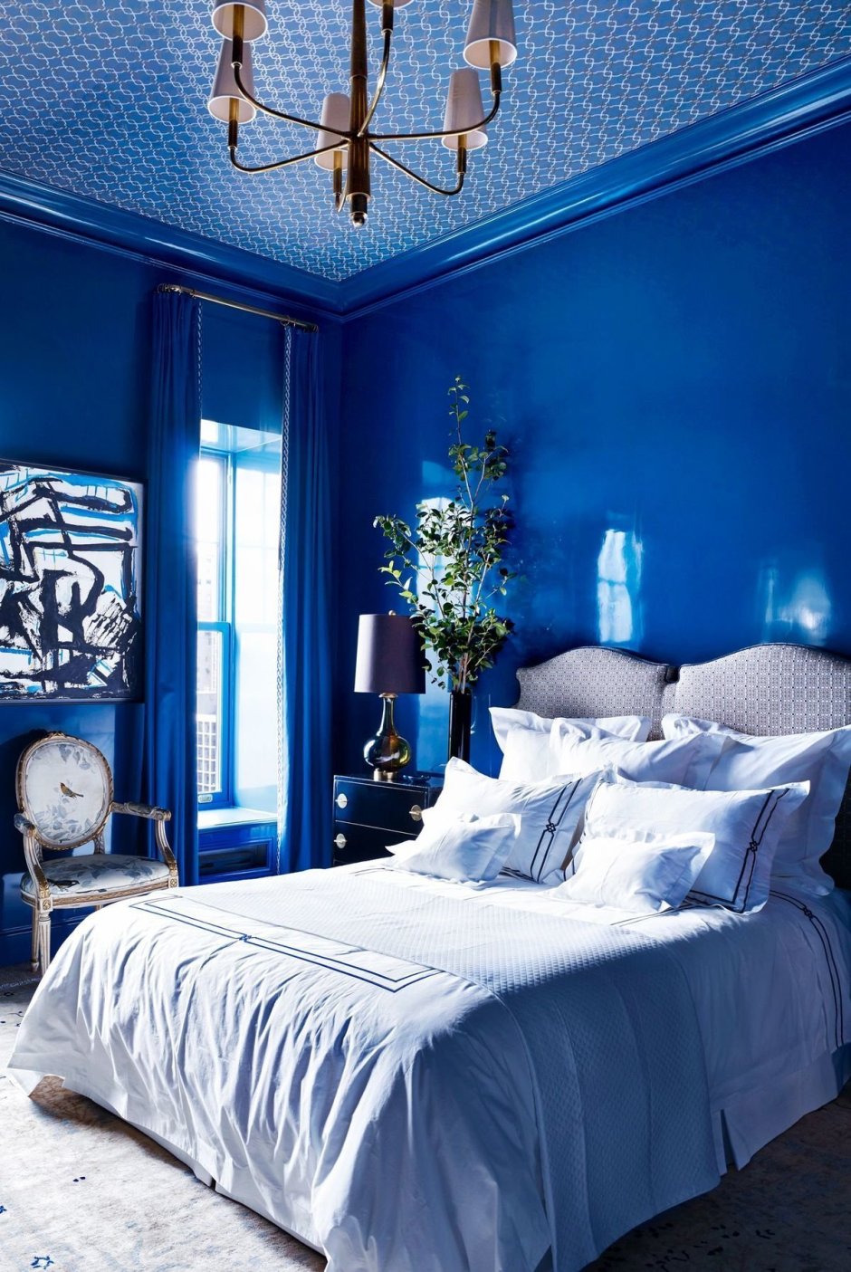 Дизайн спальни 2022 синяя