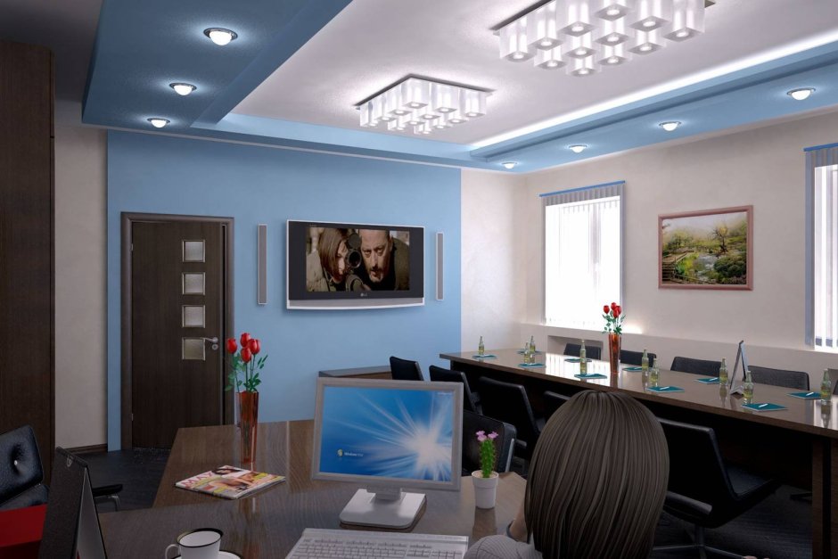 Modern Office with Plastic Ceiling
