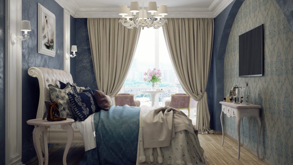 Сочетание бежевого и сиреневого в интерьере