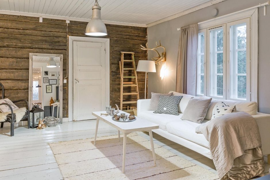 Уютная гостиная в скандинавском стиле