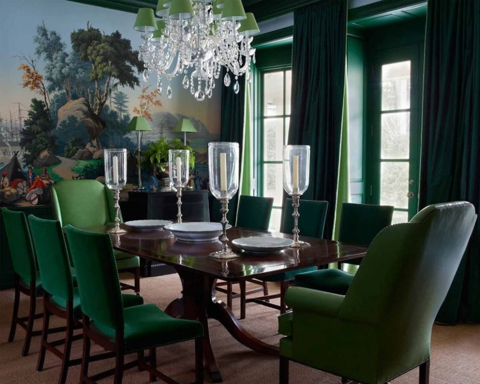 Бритиш Грин цвет в интерьере