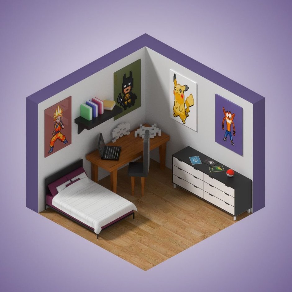 Low Poly 3d models комната