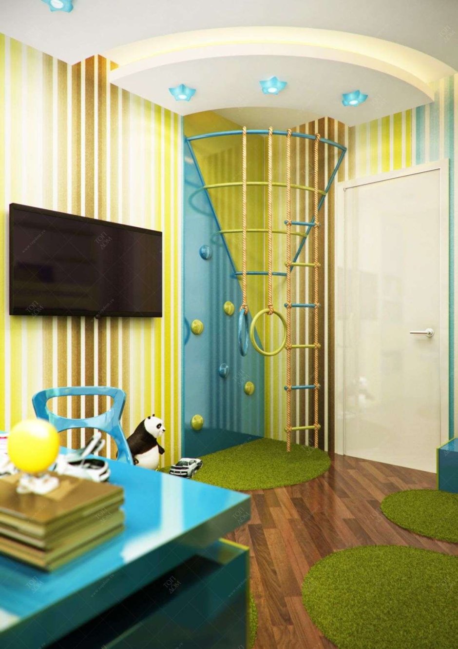 Дизайнерская комната со шведской стенкой