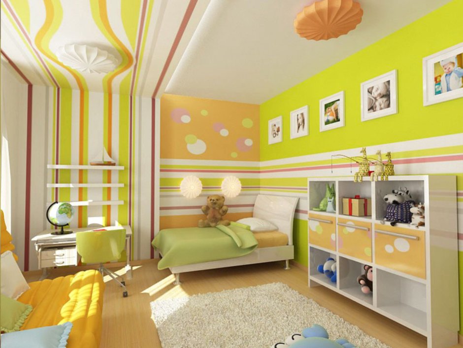 Покраска стен для детской комнаты для двух девочек