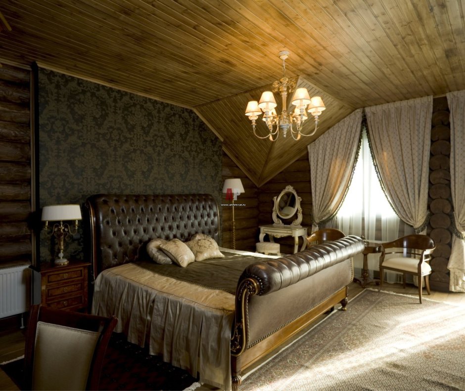Спальня в стиле охотничьего домика