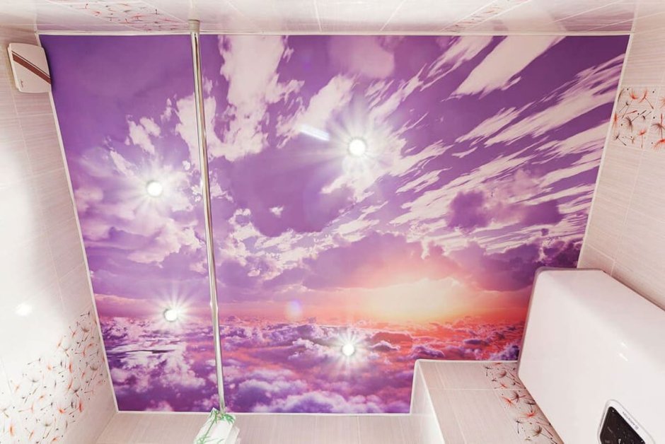 Потолок с фотопечатью в ванную