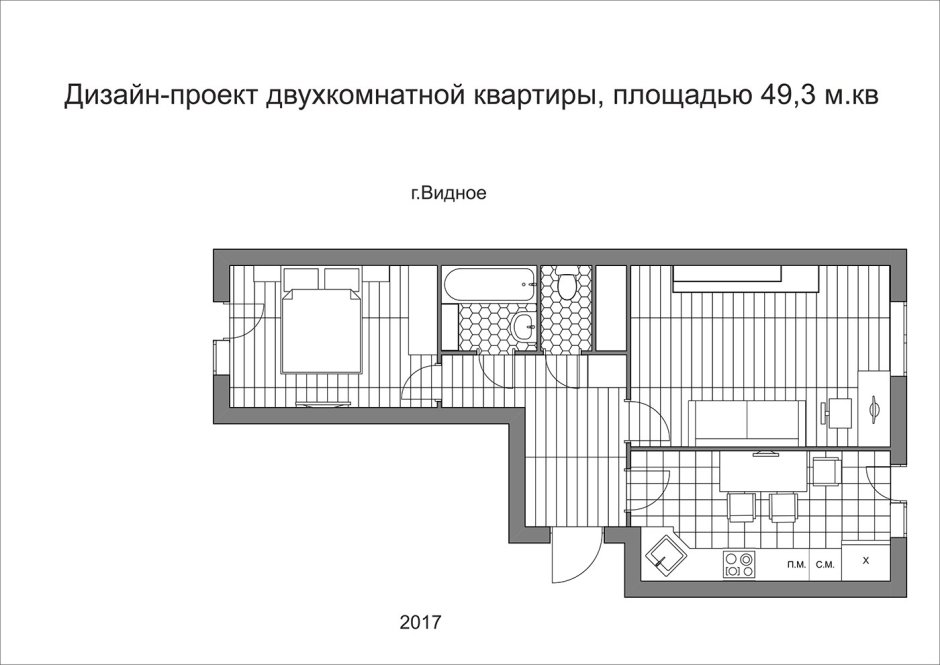 Проект двухкомнатной квартиры 60