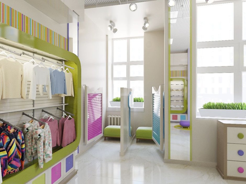 Дизайн детского магазина из двух помещений