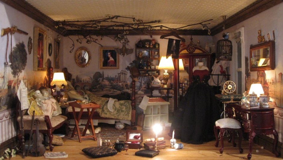 Интерьер жилой комнаты ведьмы
