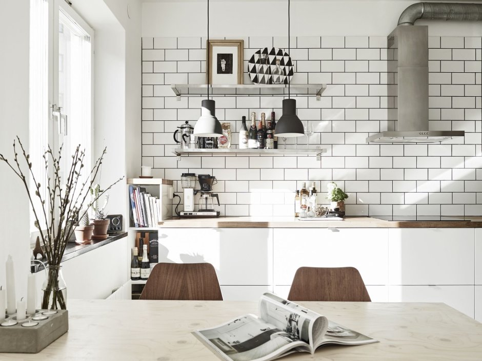 Декор стен на кухне в скандинавском стиле