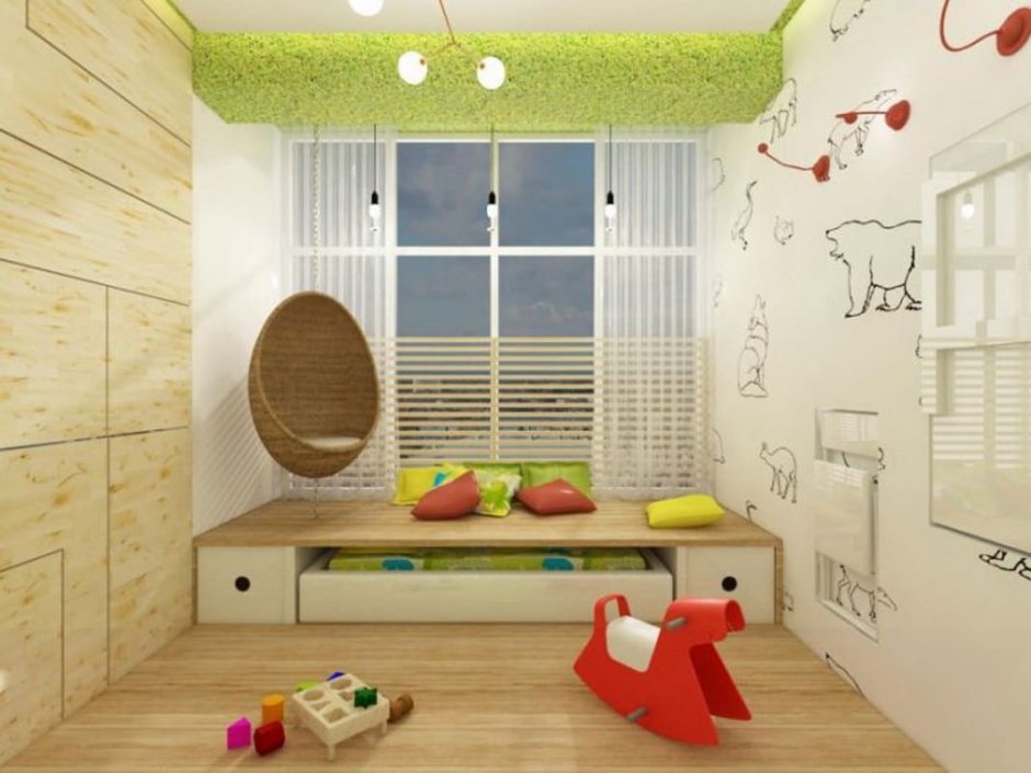 Интерьер в стиле экостиль детской комнаты