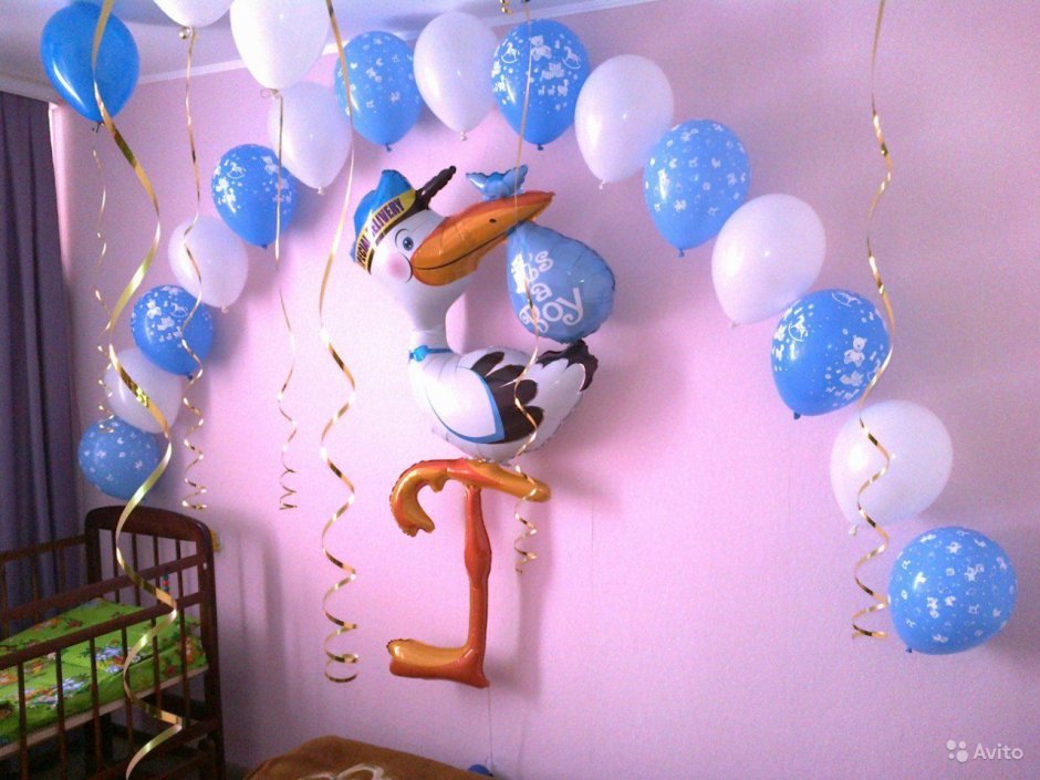 Комната украшенная шарами для мальчика