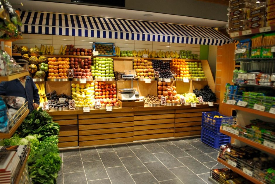 Интерьер магазина овощи фрукты