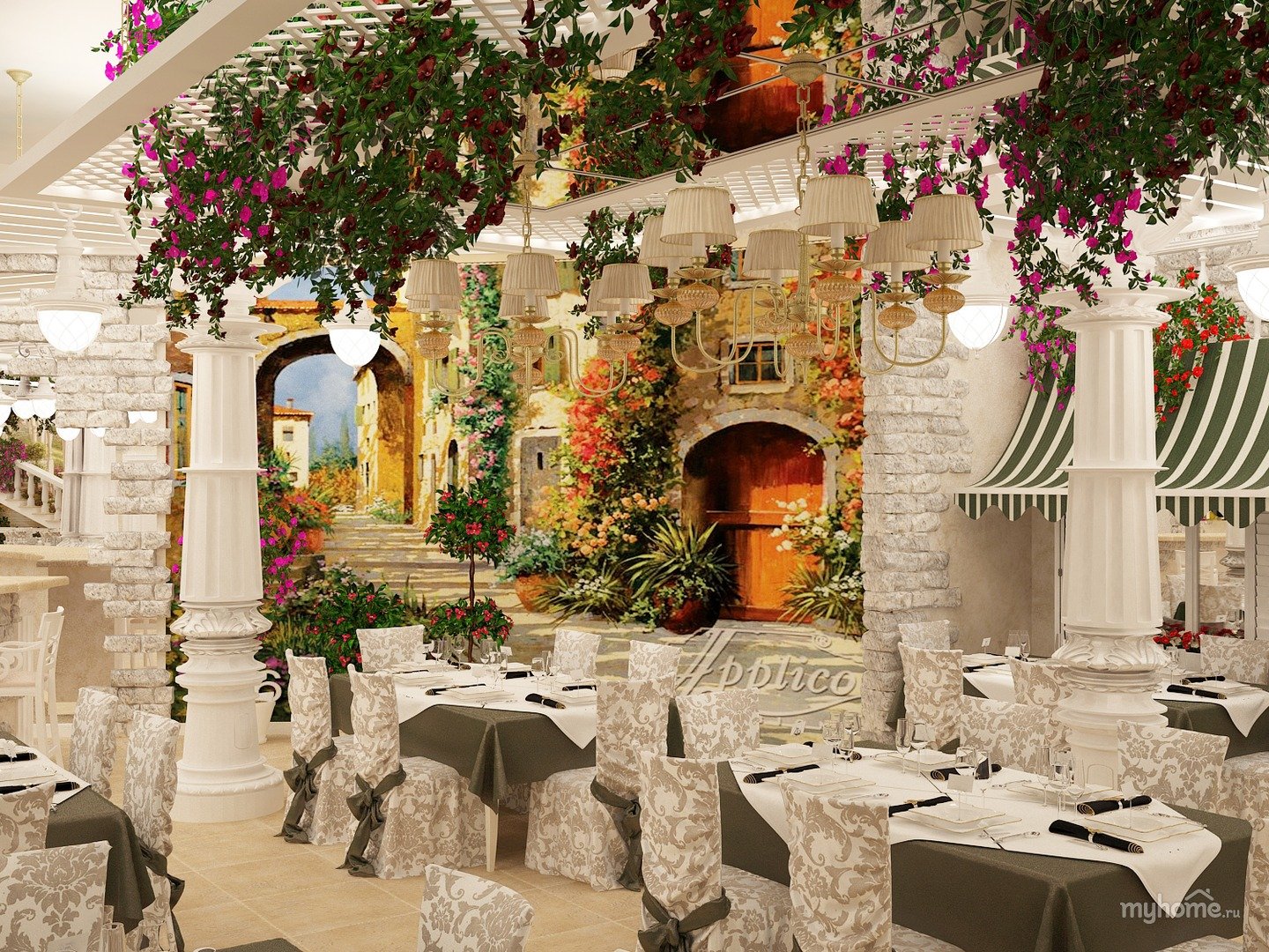 Средиземноморский стиль в интерьере ресторана