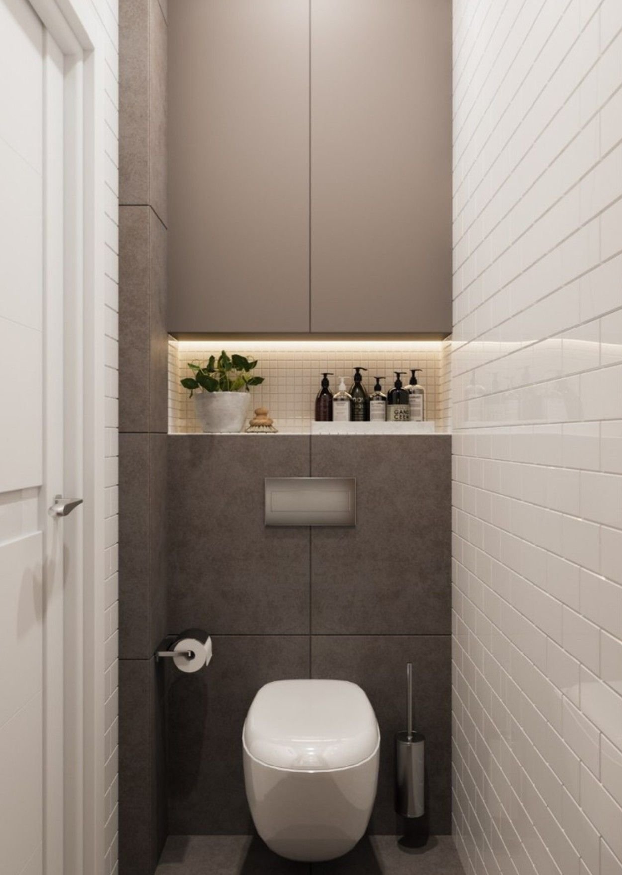 Узкий туалет с инсталляцией дизайн