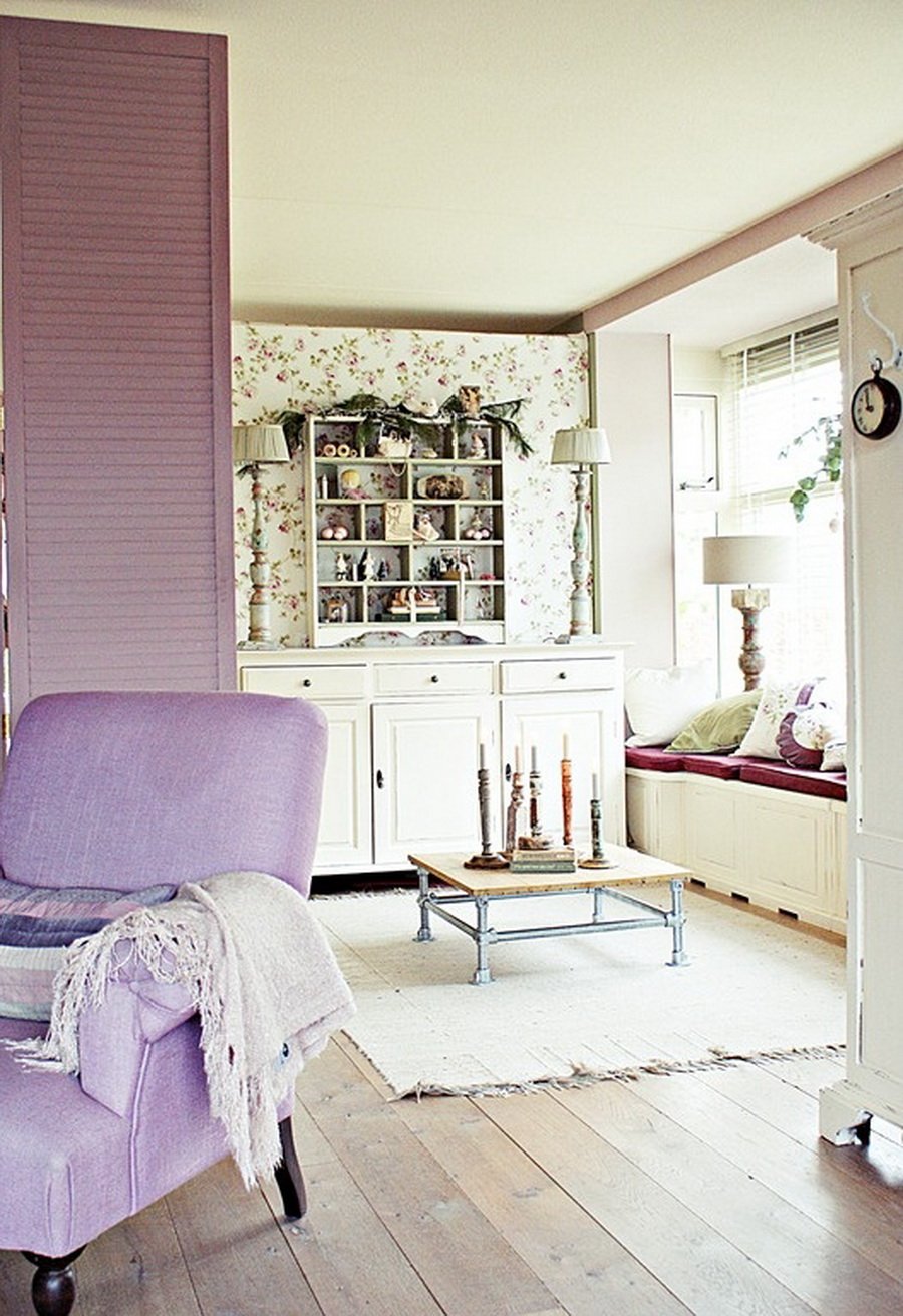 Фиолетовый цвет стен в интерьере (88 фото)