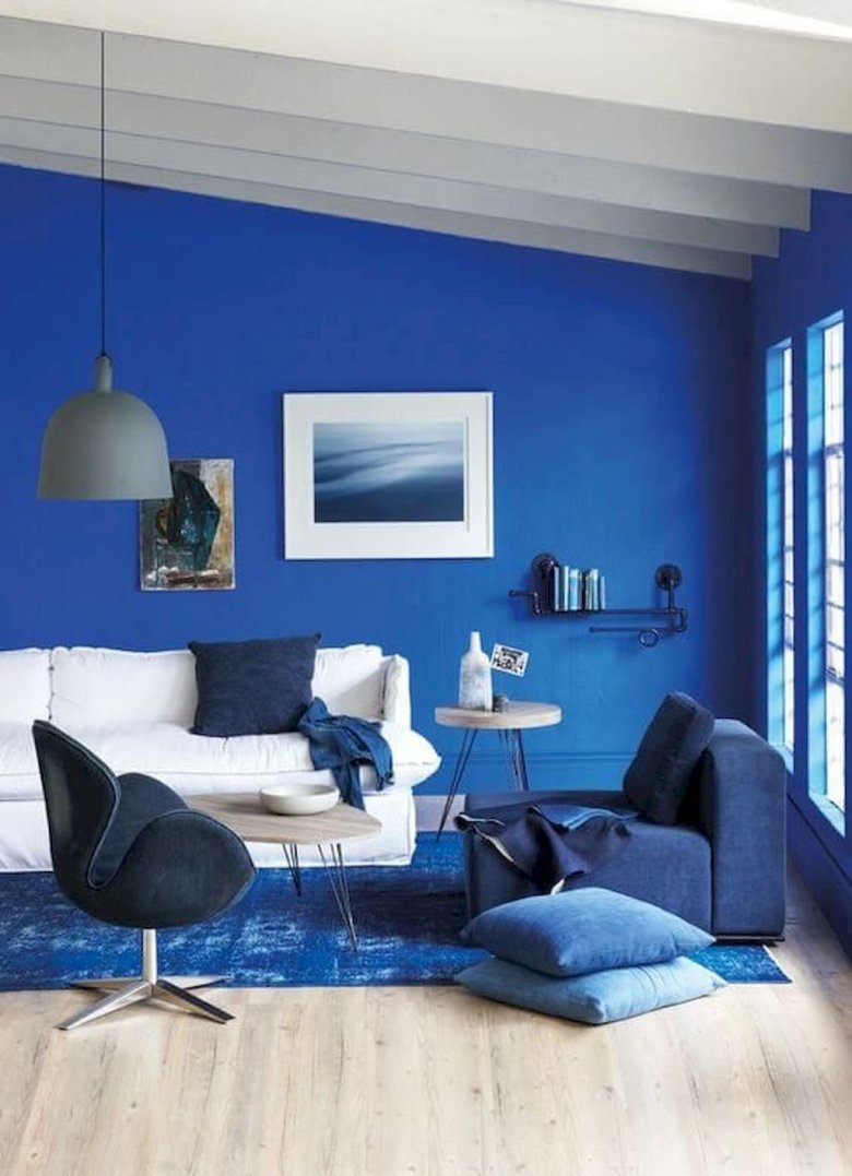 Дизайн комнаты в синих тонах (67 фото)