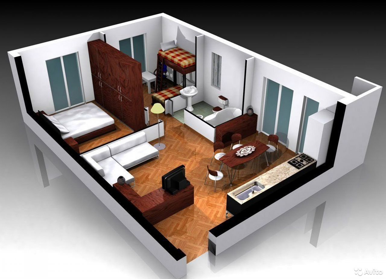 моделирование мебели в комнате