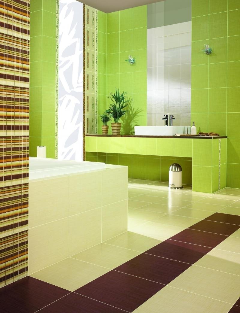 Ванная комната в бело зеленых тонах
