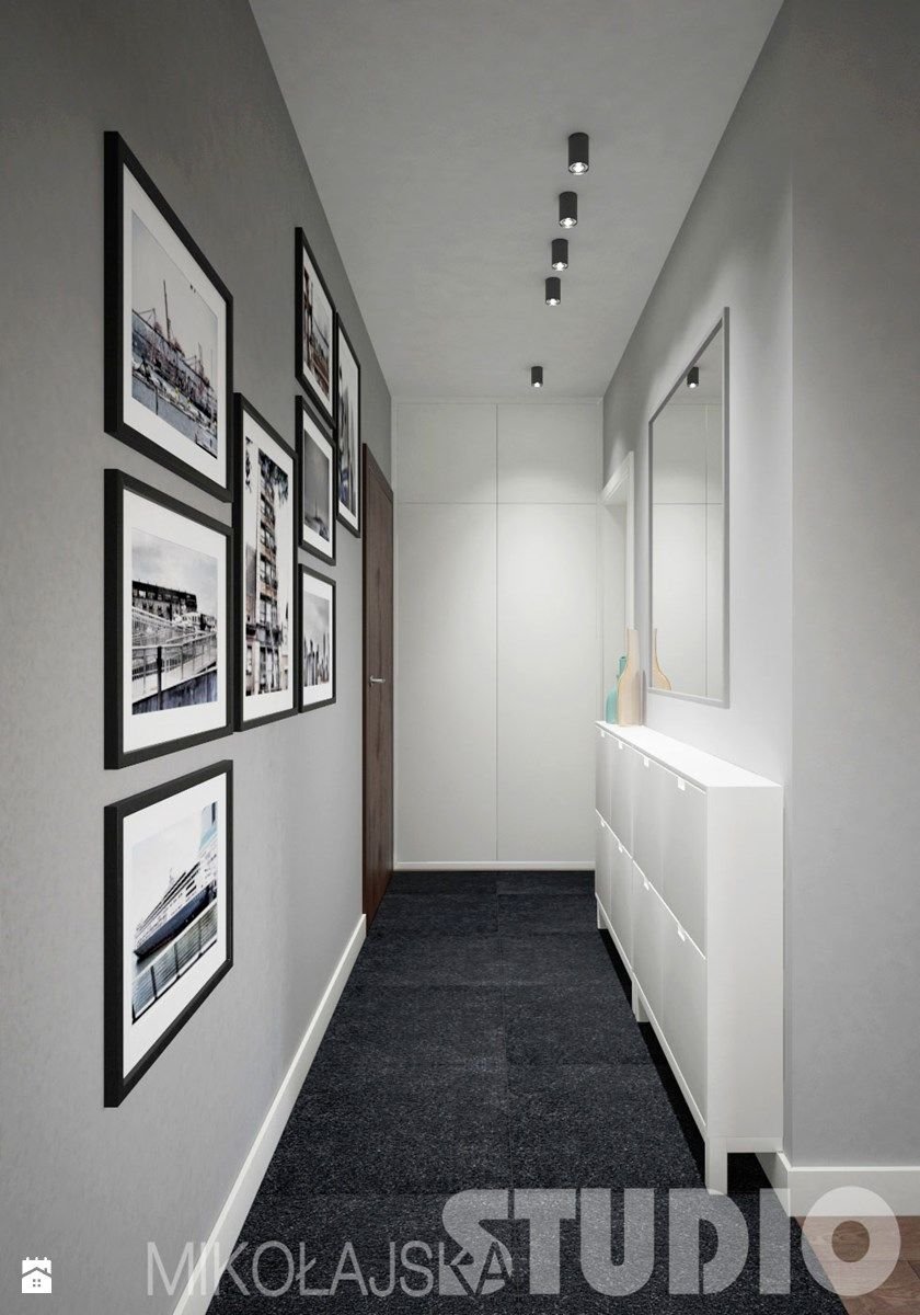 Дизайн коридора офиса в серых тонах