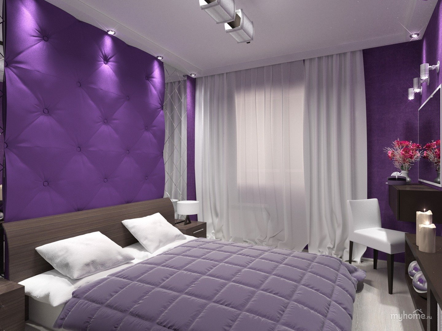 Выделение фиолетового цвета. Спальня в сиреневом цвете. Сиреневые стены в спальне. Фиолетовые шторы в спальню. Спальня в фиолетовых и сиреневых тонах.