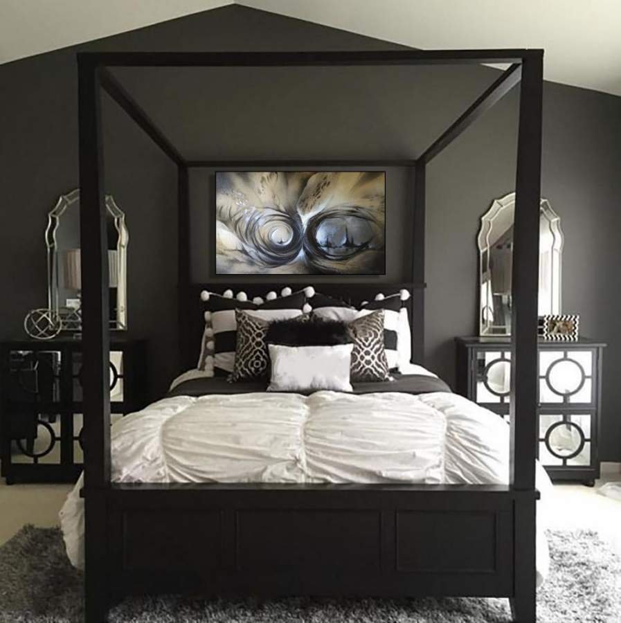 Спальня с черными элементами