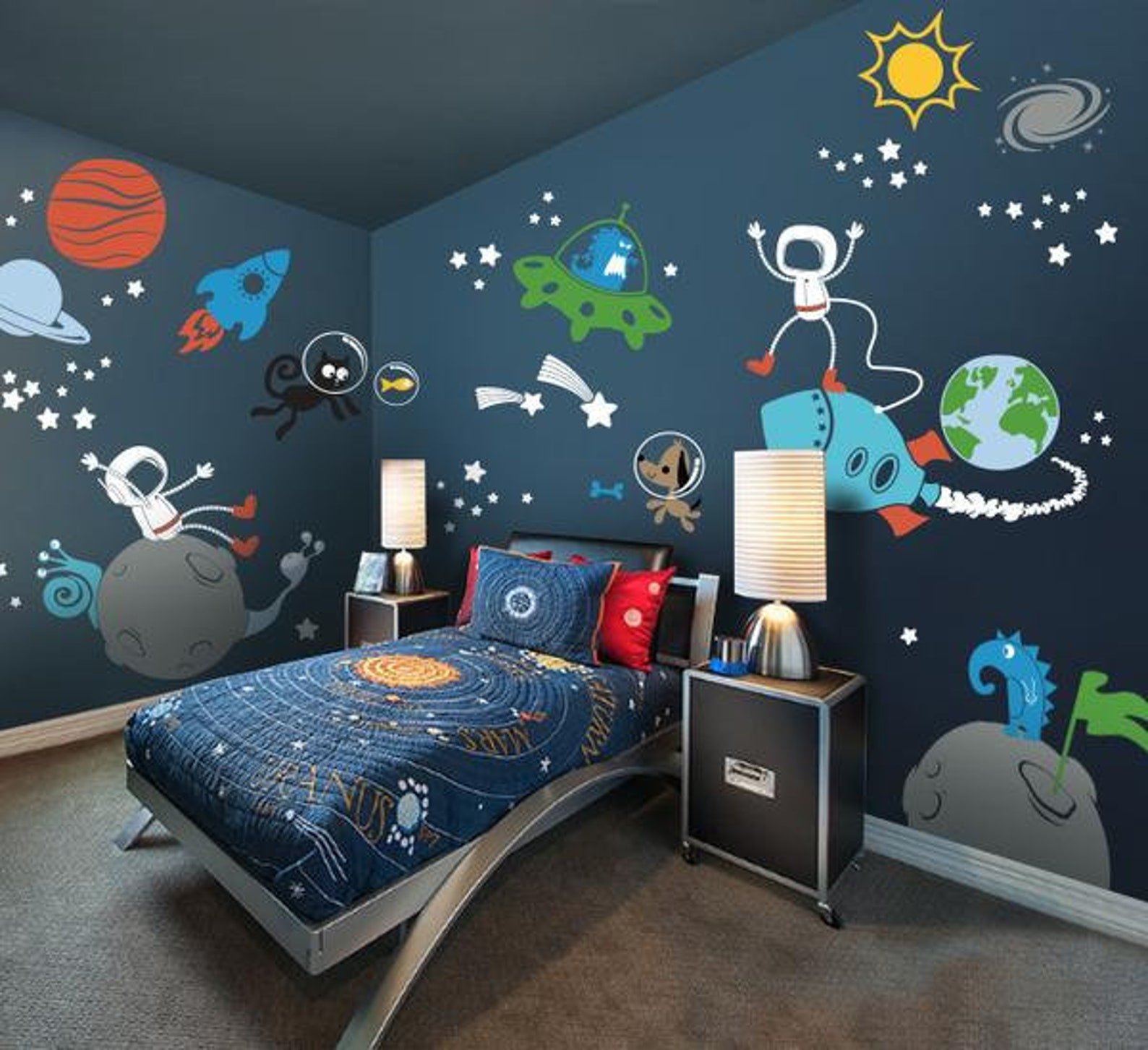 комната в космическом стиле для мальчика