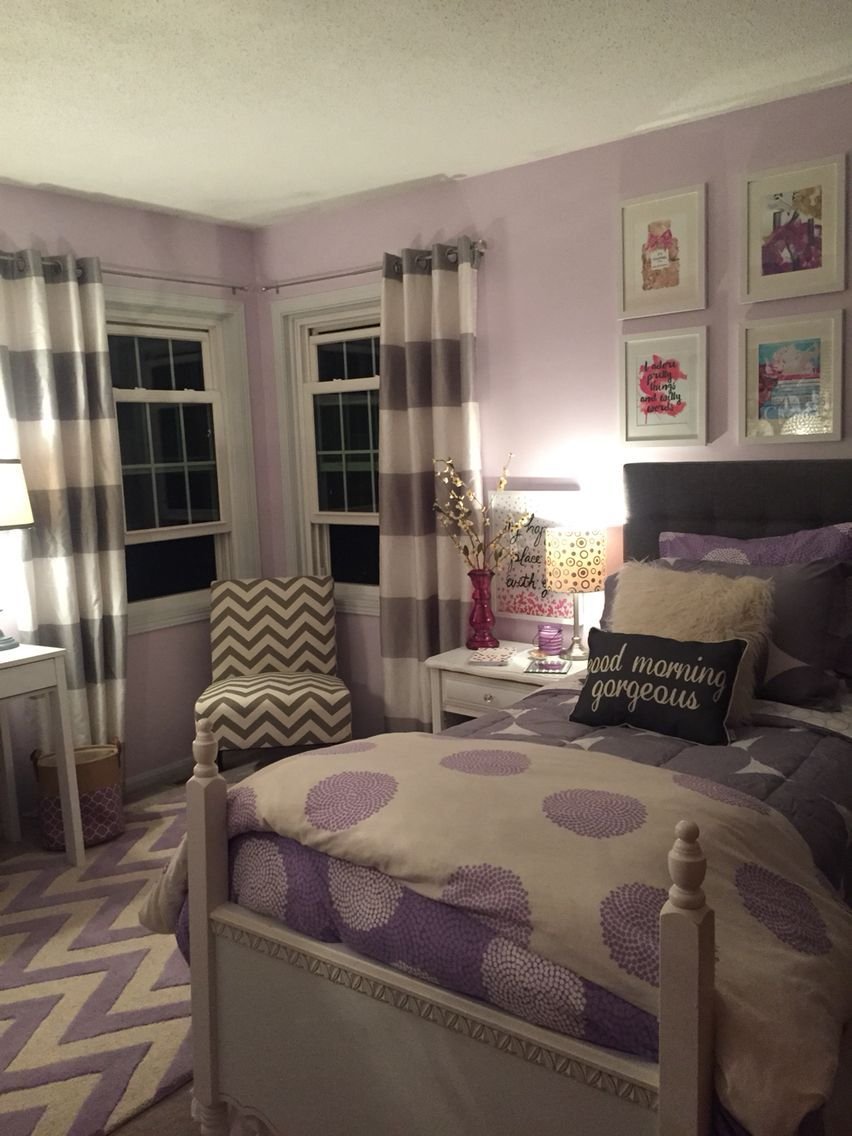 Спальня для девочки подростка 12 лет в черно фиолетовых тонах