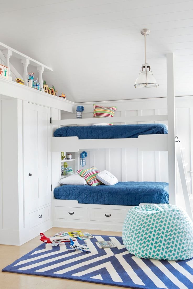 Детская комната с двухъярусной кроватью дизайн для двоих мальчишек