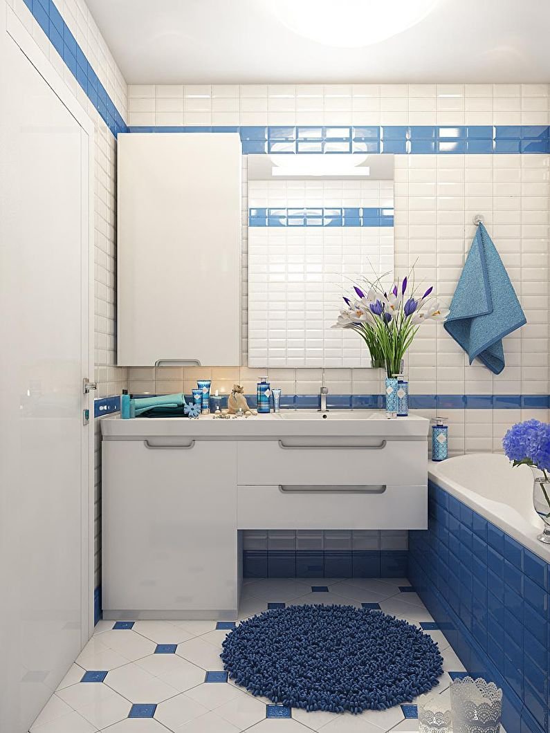 Ванная комната в сине белых тонах