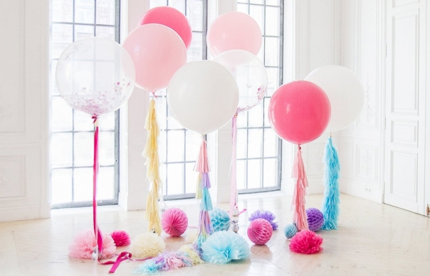 Украшение комнаты шарами на день рождения девочки