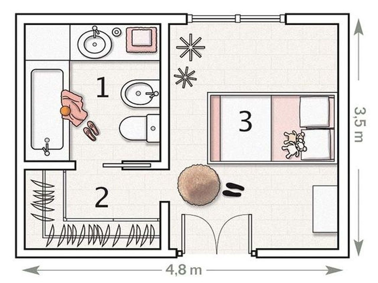 Планировка детской комнаты схема