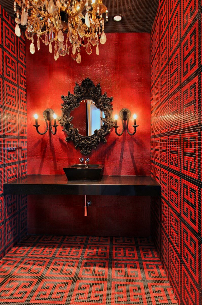 Красный туалет дизайн (64 фото)