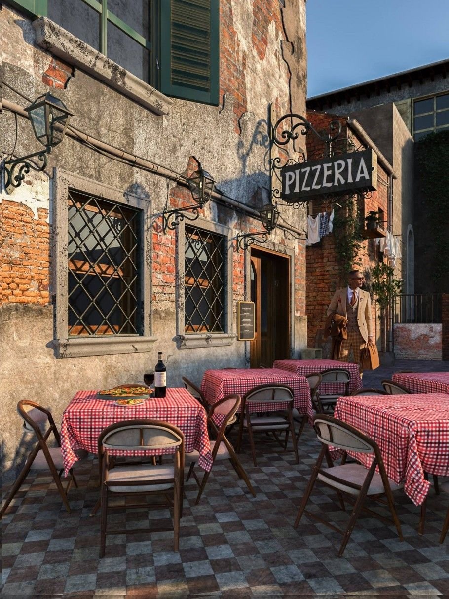 Пиццерия в Италии интерьер