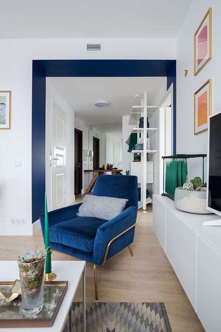 Интерьер маленькой квартиры синий цвет