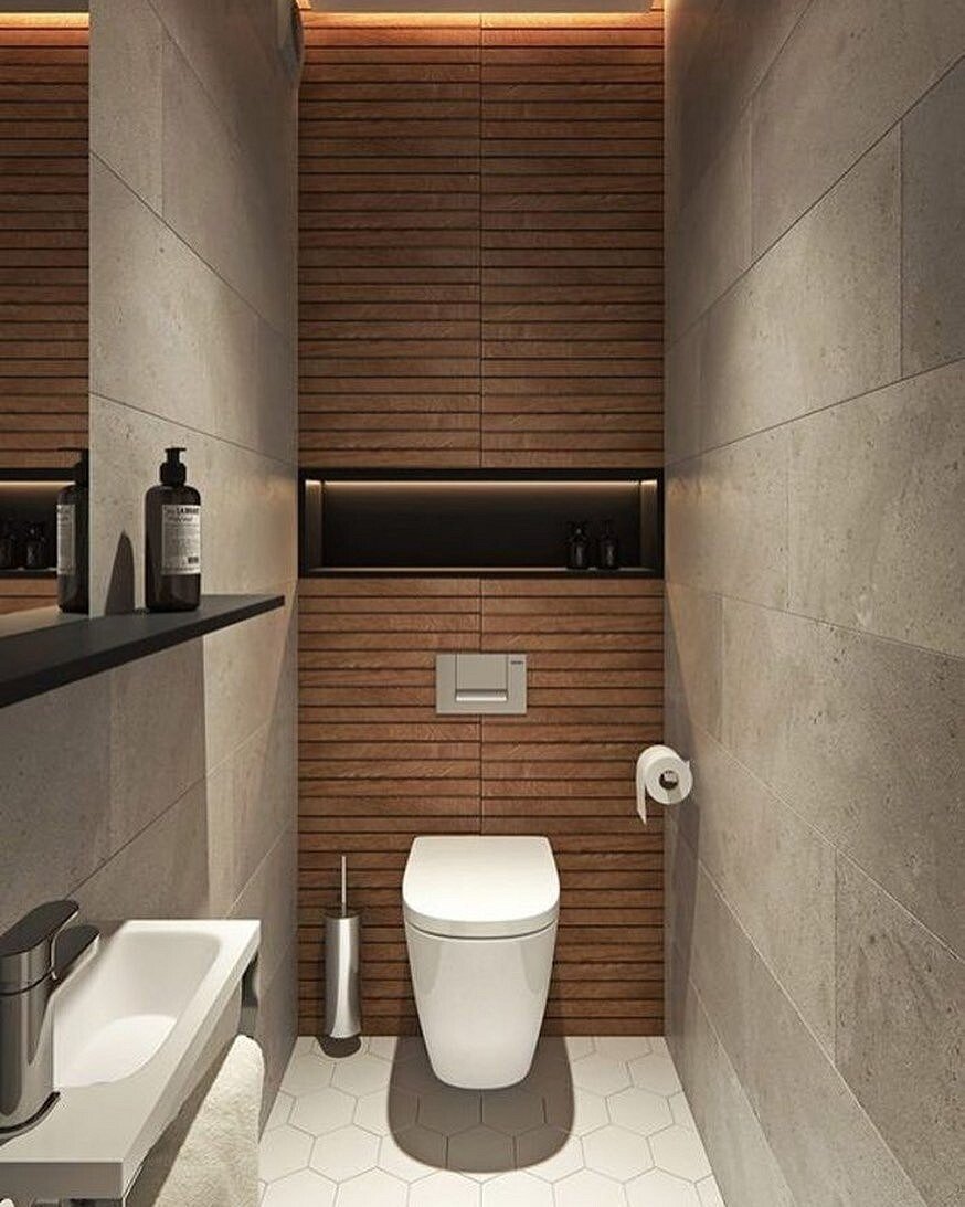 Дизайн туалета в панельном доме (64 фото)